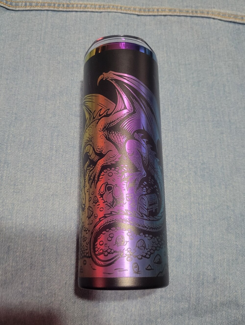 New custom laser engraved color change 20oz Dragon D&D tumbler straw gift box